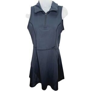 Womens Black Sleeveless 1/4 Zip Athletic Activewear Dress Size Large Tennis Golf